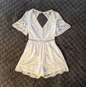 Francesca's Collection White Lace Romper